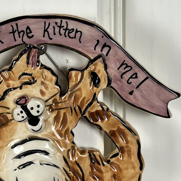 Vtg You Bring Out The Kitten In Me Blue Sky Ceramic Cat Wall Art Goldminc 2002 - Picture 14 of 16